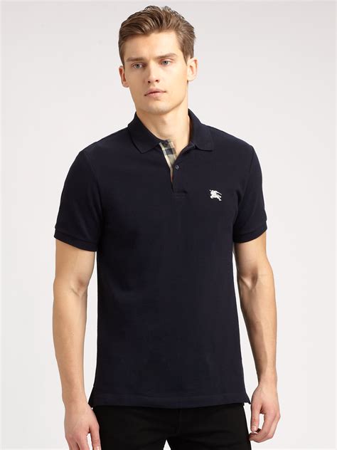 navy burberry polo